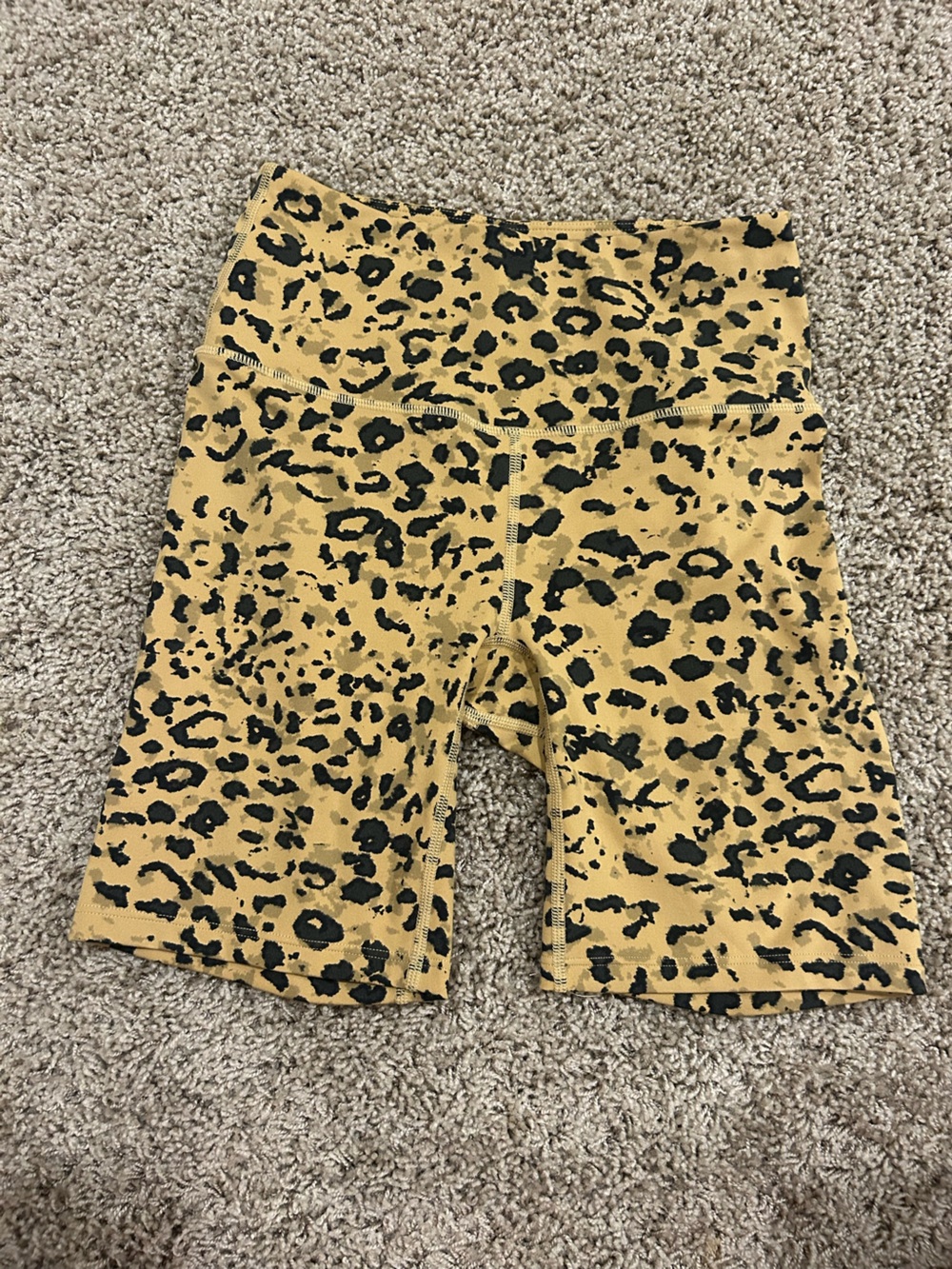 Varley Leopard-Print yoga shorts in Mustard and Black